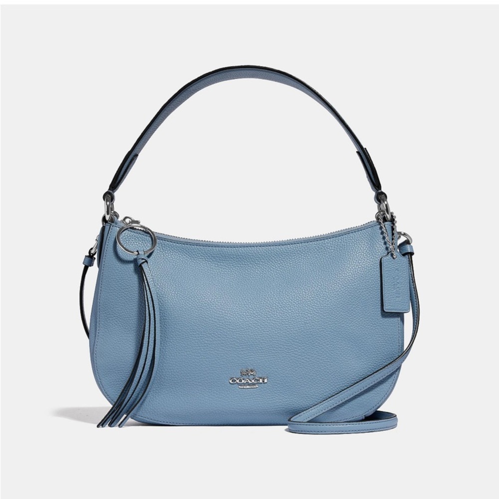 Coach Leather Zip Top Tassel Sutton Crossbody